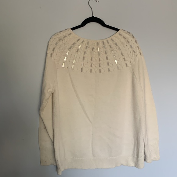 Loft Cream Boatneck Sweater with Embellishments - Picture 2 of 4